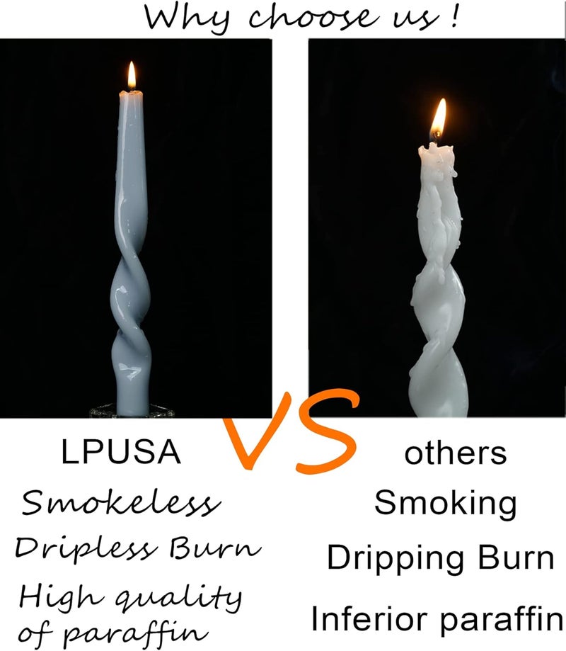 LPUSA Orange Spiral Taper Candles Halloween Decorations Candle Conical Stick Candles for Holiday Wedding Party Wax Unscented Dinner Candle Dripless,H 10 Inch,4pcs（Orange-B） - Image 5